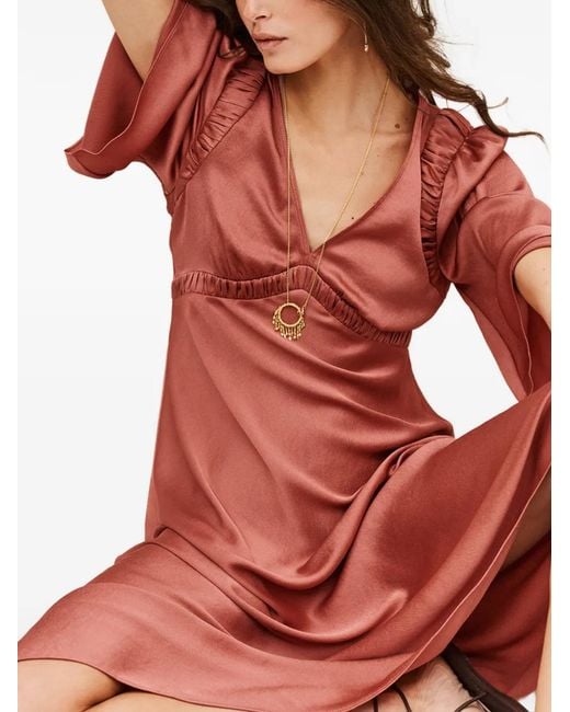 Ba&sh Charlotte Gathered-Detail V-Neck Dress