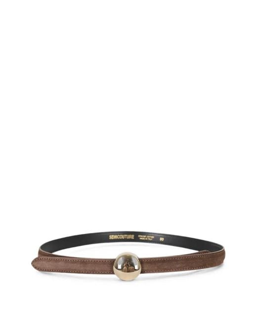 Semicouture White Yoana Suede Ball-Buckle Belt