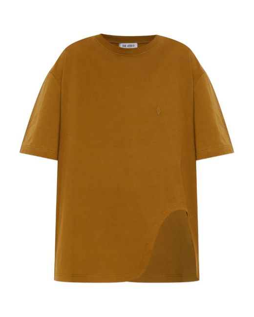 The Attico Yellow Embroidered Side-Slit T-Shirt