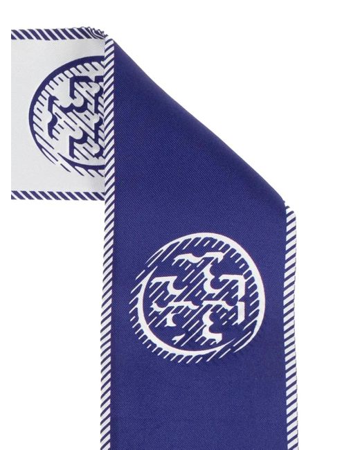 Tory Burch Blue Printed Neck Scarf