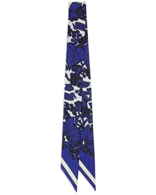 Burberry Blue Ivy Floral-print Silk Scarf