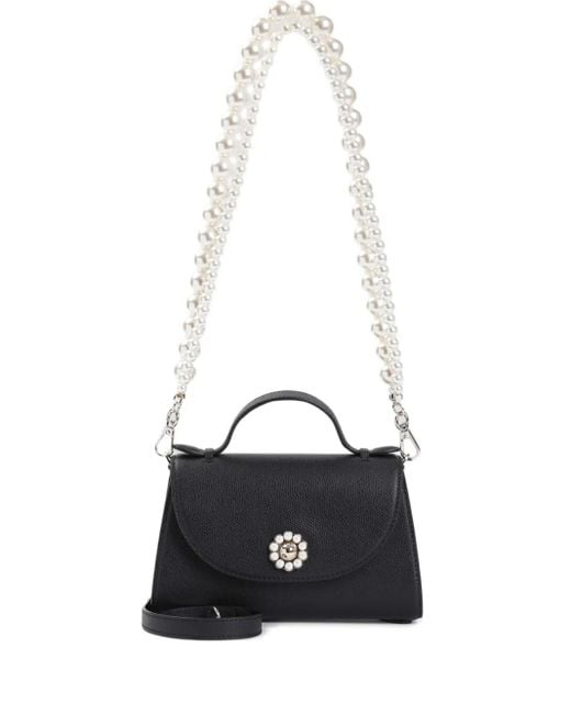 Simone Rocha White Pearl-Embellished Satchel Bag