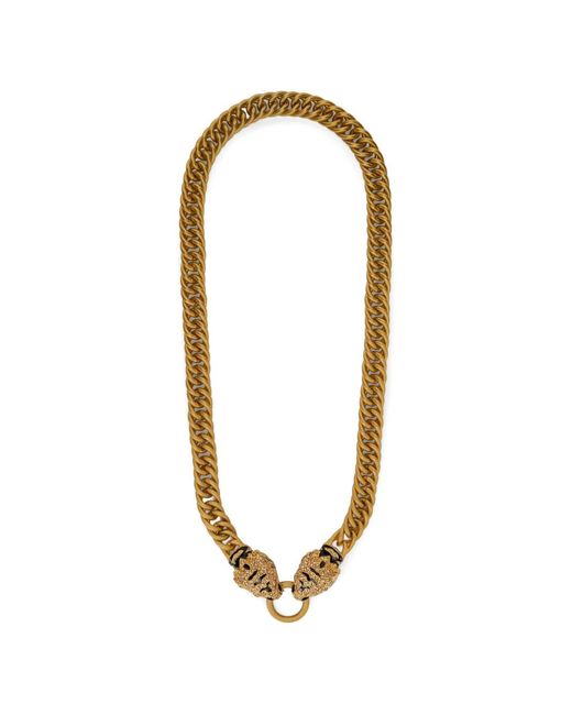 Roberto Cavalli Metallic Roar Tiger-Head Chain Necklace
