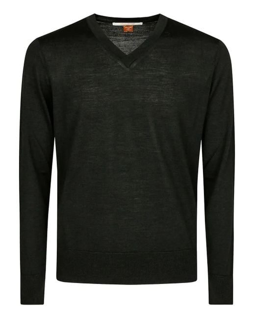 Alpha Industries Black V-Neck Wool Sweater for men
