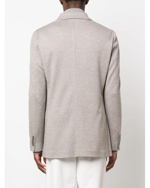 Mandelli Gray Single-Breasted Notched-Lapels Blazer for men