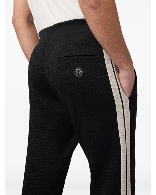 Philipp Plein Black Pantalon De Jogging À Motif Monogrammé En Jacquard for men