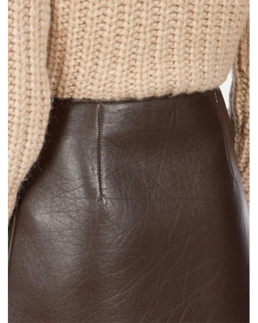 Ferragamo Brown A-Line Leather Mini Skirt