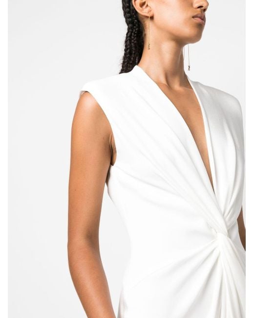 Max Mara White Twist-Detail Satin Gown