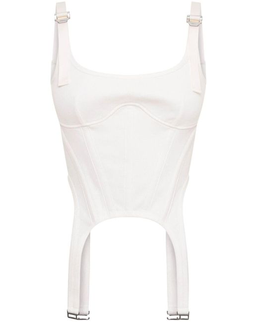 Dion Lee White Ribbed Organic Cotton Corset Top