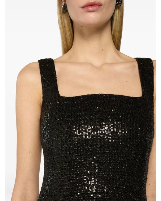 Genny Black Square-Neck Sequin Dress