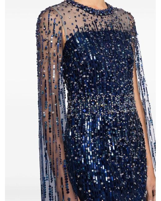 Robe longue Lux à ornements en cristal Jenny Packham en coloris Blue
