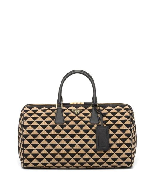 Borsa Da Viaggio Symbole Con Ricamo di Prada in Black da Uomo
