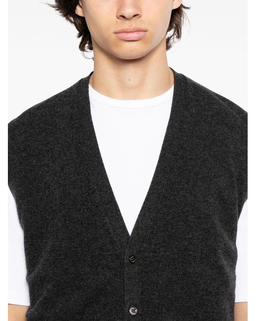 N.Peal Cashmere Black Cashmere Sleeveless Cardigan for men