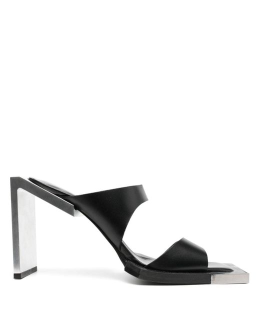 HELIOT EMIL Black 100mm Square-open Toe Leather Sandals