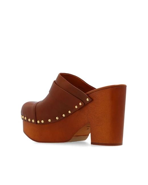 Chloé Brown Jeannette Wedge Clog