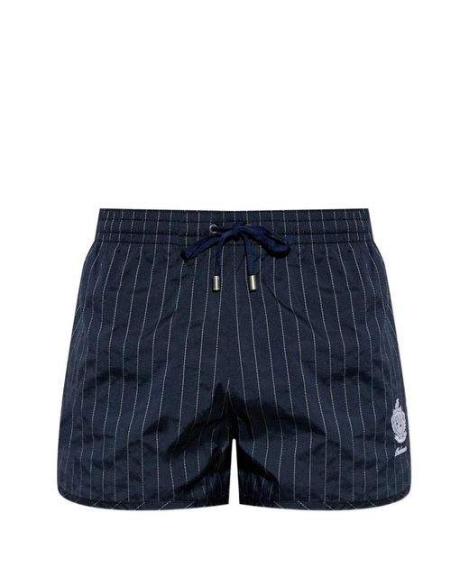Balmain Blue Short De Bain À Fines Rayures for men