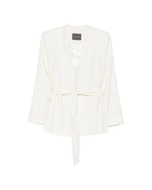 Lorena Antoniazzi White Veste À Taille Ceinturée