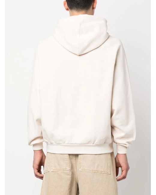 Sunnei White Embroidered-Logo Cotton Hoodie for men