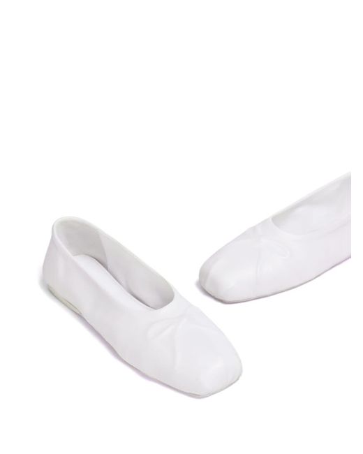 Marni White Bow-embossed Leather Ballerina Shoes