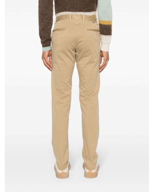 Incotex Natural Logo-embroidered Twill Trousers for men