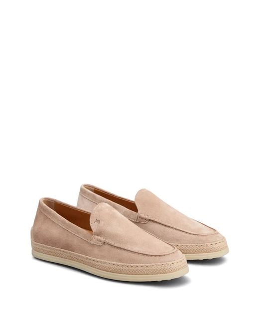 Tod's Natural Logo-Debossed Leather Loafers