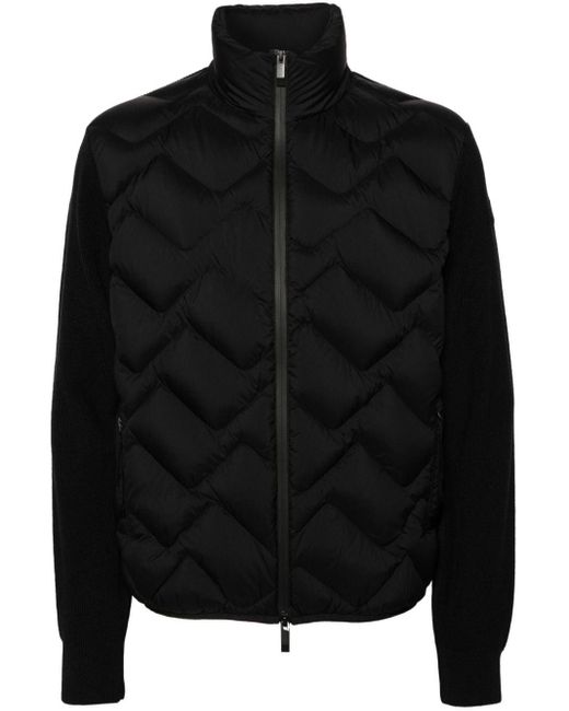 Moncler Black Padded-panel Knitted Jacket for men
