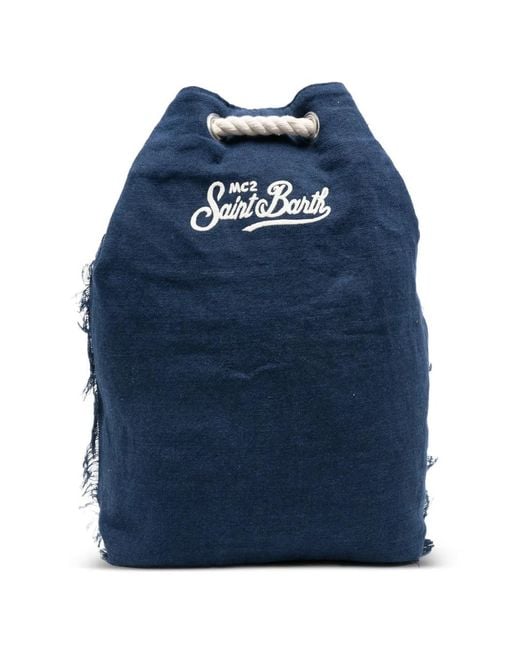 Mc2 Saint Barth Blue Boat Embroidered-Logo Backpack for men