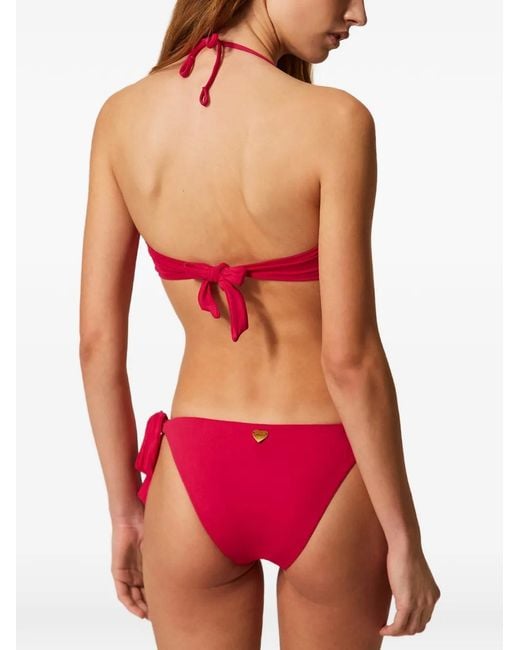 Twinset Pink Bikini Thong With Logo