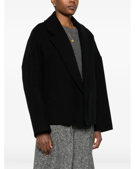 Dusan Black Notched-Lapel Raw-Edge Jacket