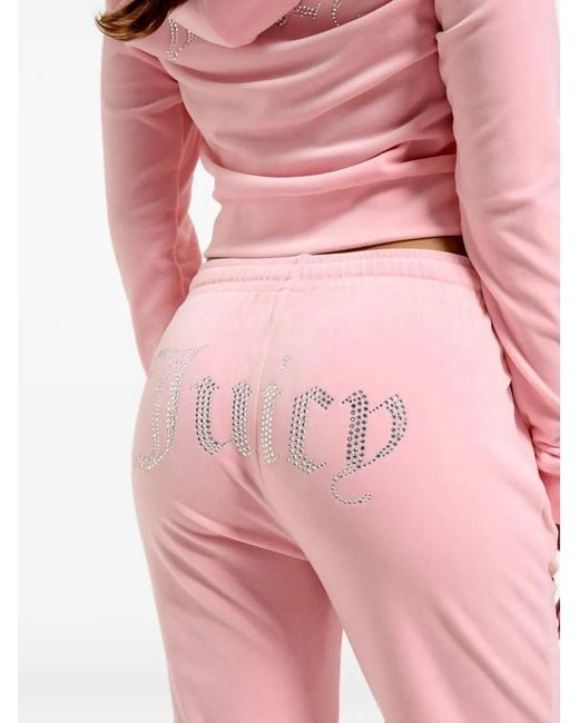 Juicy Couture Pink Diamanté Velour Track Pants