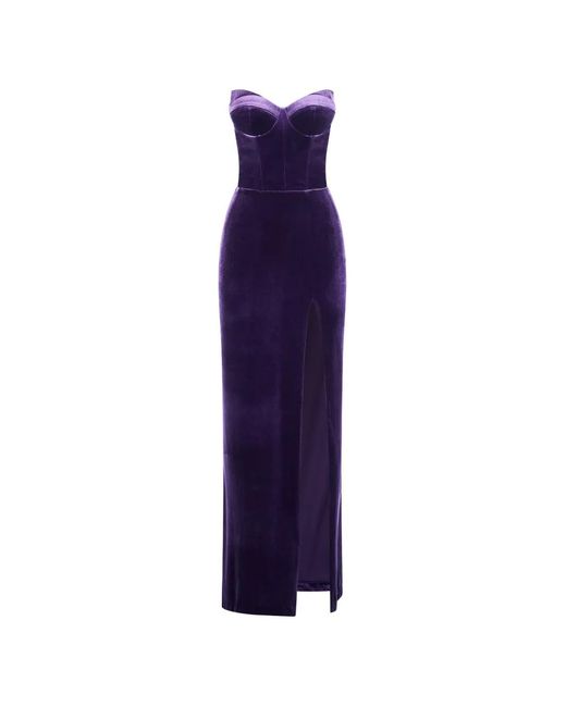 IMROSKA Purple 24 Split Strapless Maxi Dress