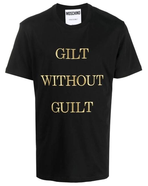 Moschino Black Slogan-Print Short-Sleeve T-Shirt for men