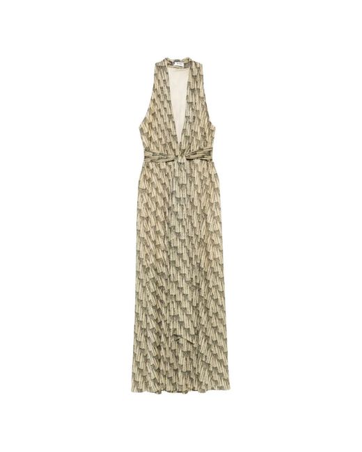 Siyu White Plunging-Neckline Belted Maxi Dress