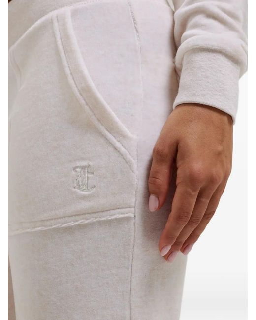 Juicy Couture White Velour Flared Track Pants