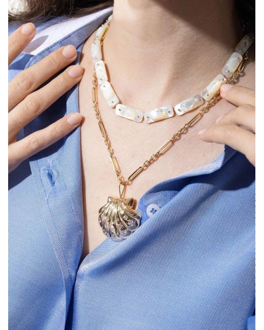 Ten Thousand Things Natural 18Kt Stone Tiles Pearl Necklace