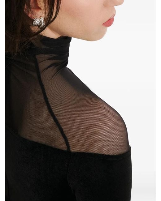 2310 STUDIO Black Turtleneck Velvet Maxi Dress