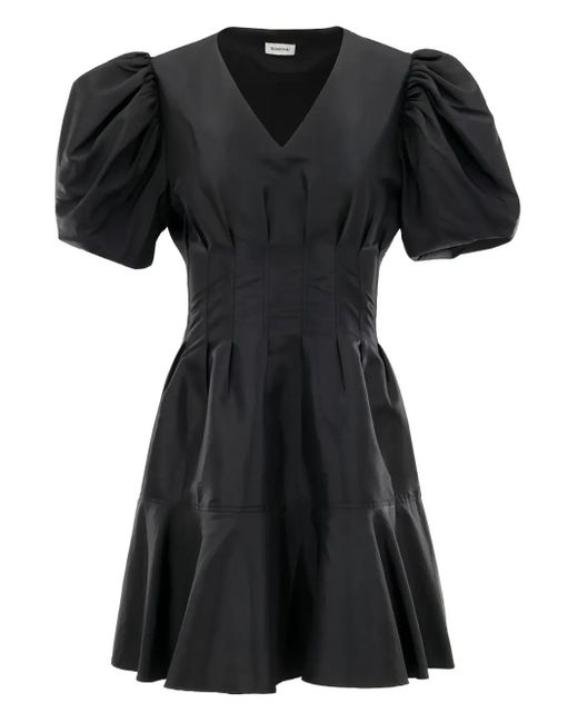 Jonathan Simkhai Black Edwina Puff-Sleeves Mini Dress