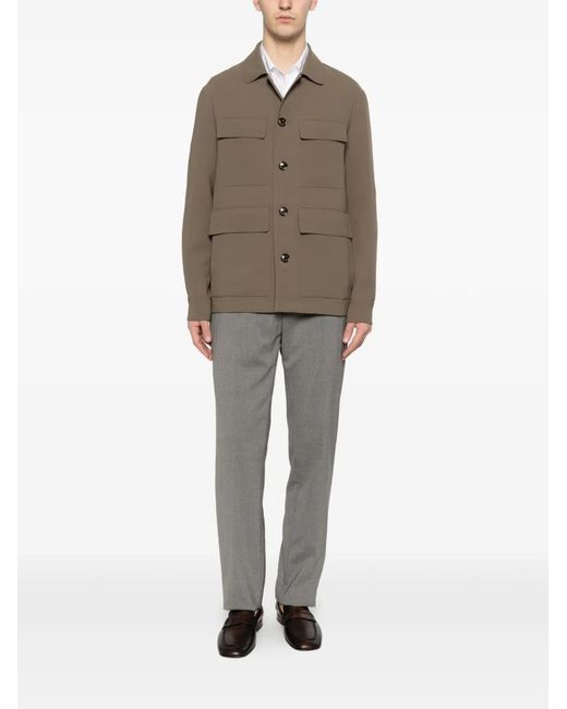 Montecore Brown Button-Fastening Flap-Pockets Jacket for men