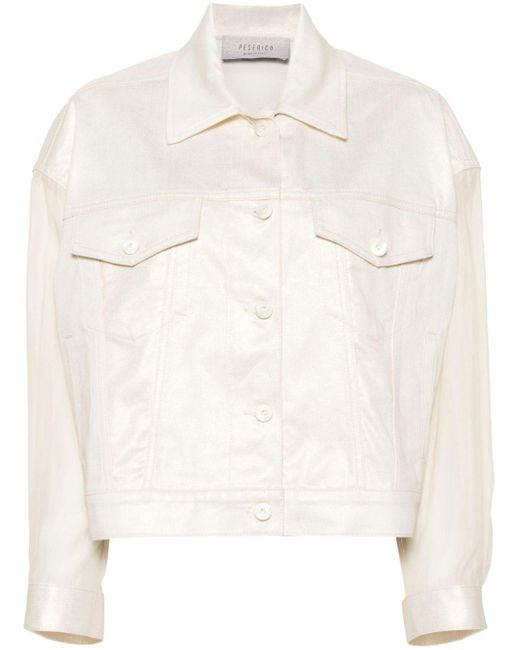 Peserico White Metallic-effect Semi-sheer Sleeve Jacket