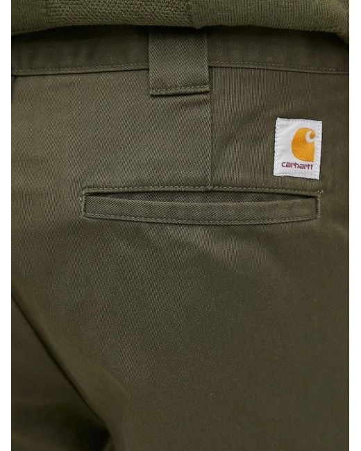 Carhartt Green Logo-Patch Flat-Front Trousers for men