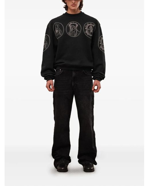 ROUGH Black Circular-Print Cotton Sweatshirt