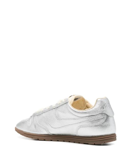 Autry White Metallic Leather Low-Profile Sneakers