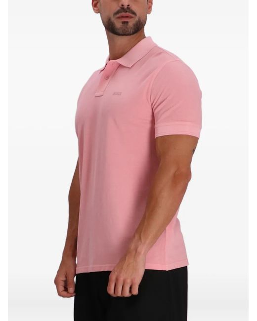 Boss Pink Cotton Polo Shirt for men