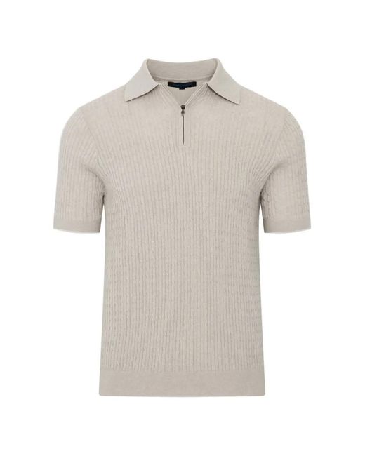 Patrick Assaraf White Half-Zip Polo Shirt for men