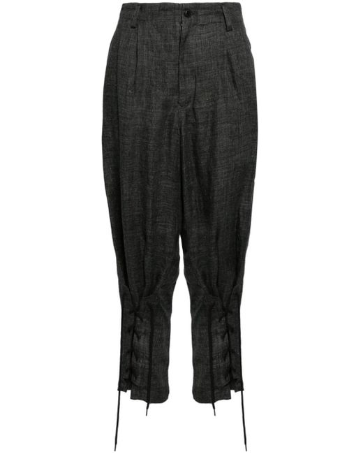Y's Yohji Yamamoto Black Tapered-leg Linen Trousers