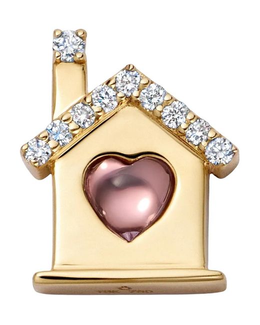 Loquet London Natural 18K Home Diamond And Sapphire Charm