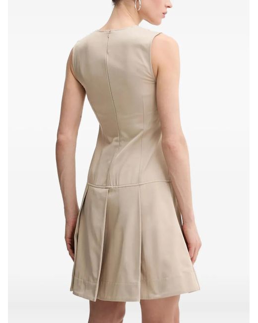 Karl Lagerfeld Natural V-Neck Pleated Mini Dress