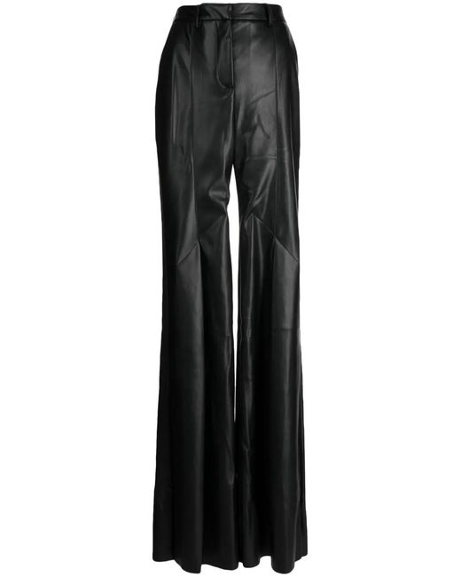 Palmer//Harding Black Precision Faux-Leather Flared Trousers