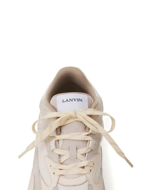 Lanvin White Jla Panelled Lace-Up Sneakers