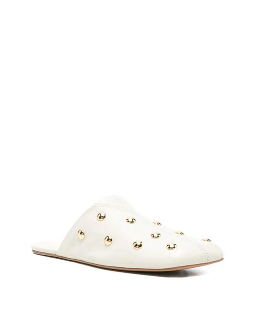 Chloé White Rita Studded Mules